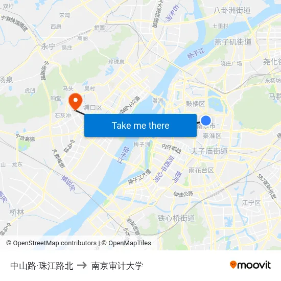 中山路·珠江路北 to 南京审计大学 map