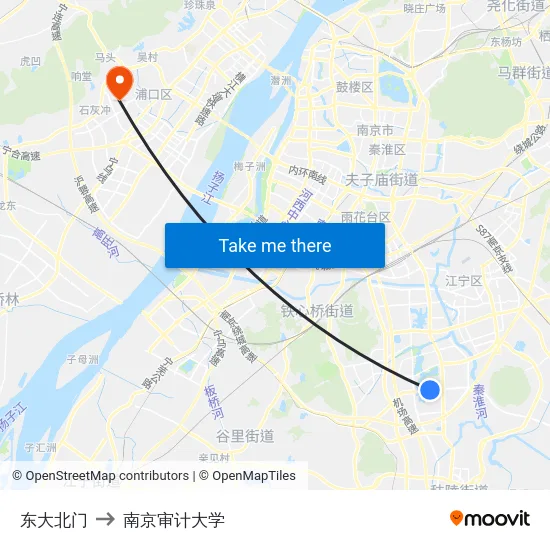 东大北门 to 南京审计大学 map