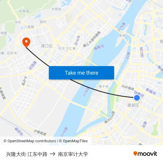 兴隆大街·江东中路 to 南京审计大学 map