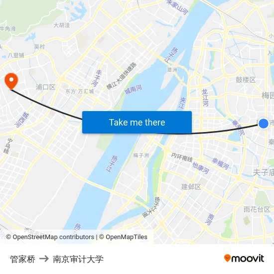 管家桥 to 南京审计大学 map