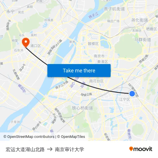 宏运大道湖山北路 to 南京审计大学 map