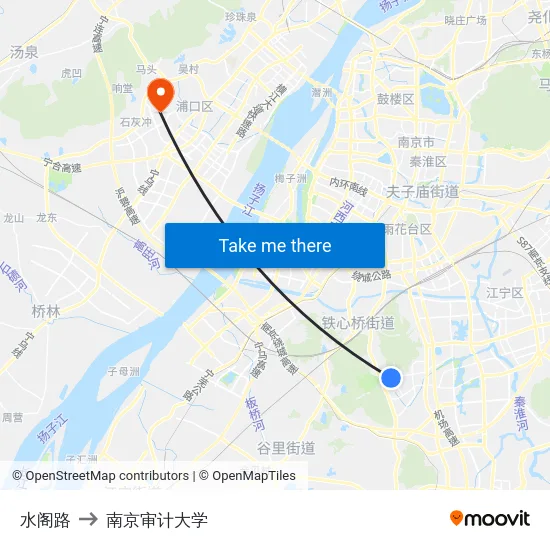 水阁路 to 南京审计大学 map