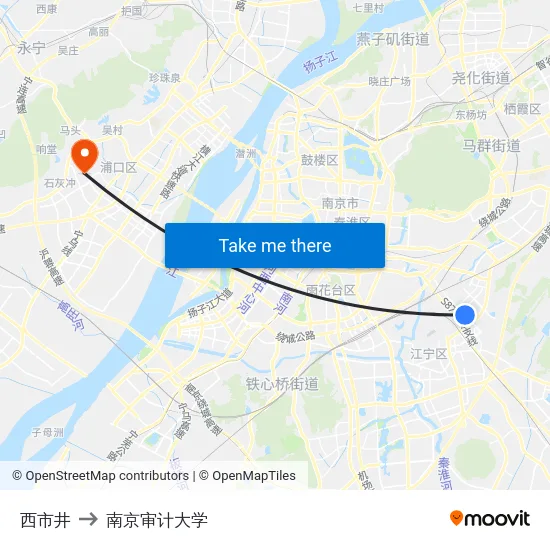 西市井 to 南京审计大学 map