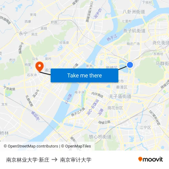 南京林业大学·新庄 to 南京审计大学 map