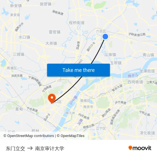 东门立交 to 南京审计大学 map