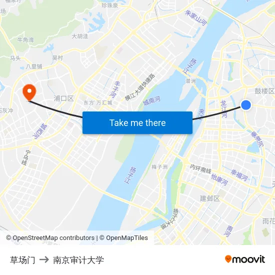 草场门 to 南京审计大学 map