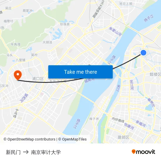 新民门 to 南京审计大学 map