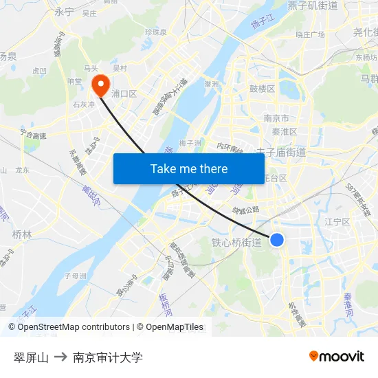 翠屏山 to 南京审计大学 map