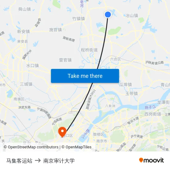 马集客运站 to 南京审计大学 map