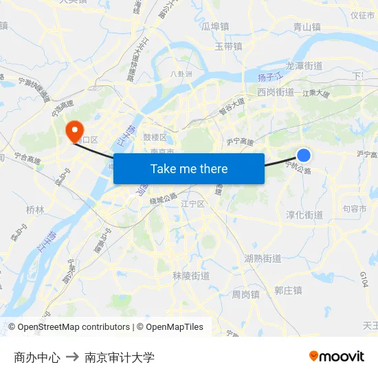 商办中心 to 南京审计大学 map