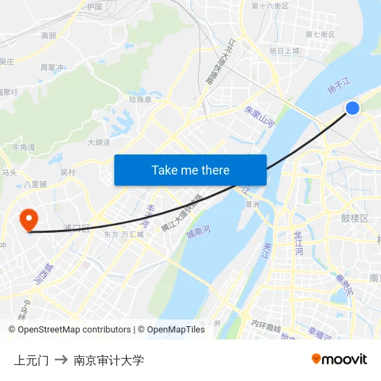 上元门 to 南京审计大学 map