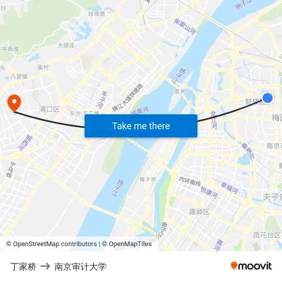 丁家桥 to 南京审计大学 map