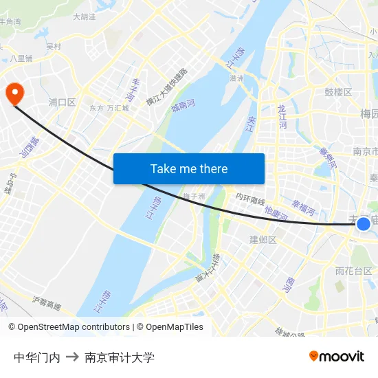 中华门内 to 南京审计大学 map