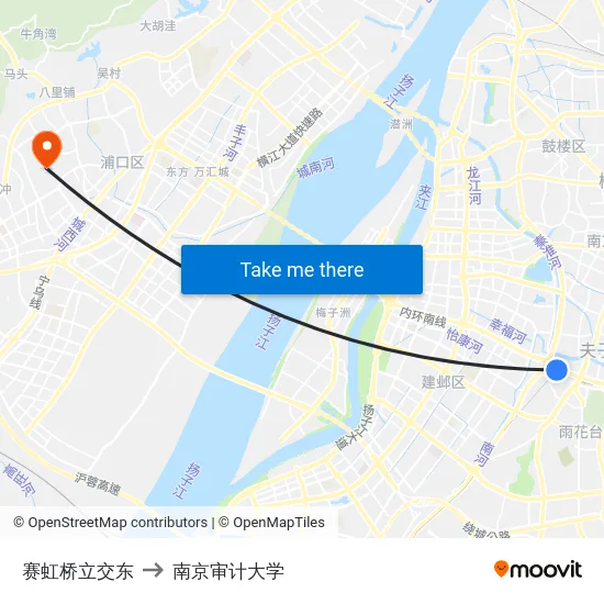 赛虹桥立交东 to 南京审计大学 map
