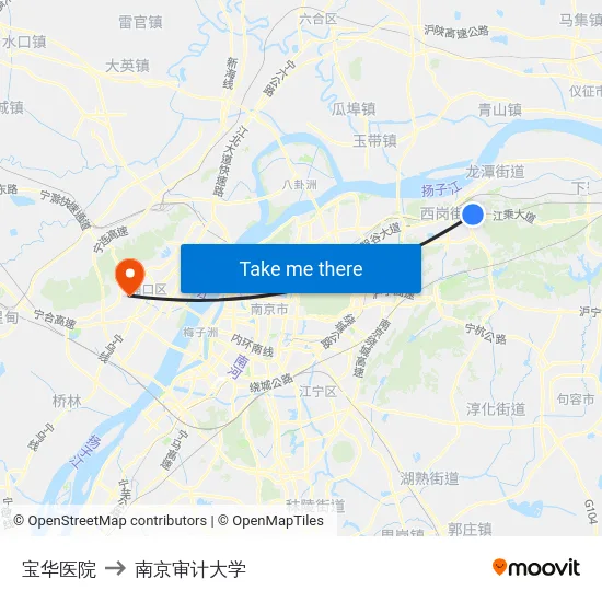 宝华医院 to 南京审计大学 map