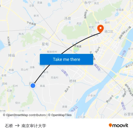 石桥 to 南京审计大学 map