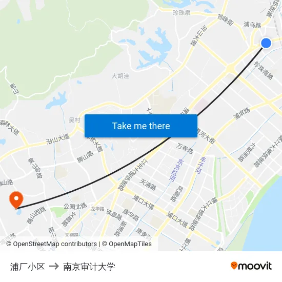 浦厂小区 to 南京审计大学 map