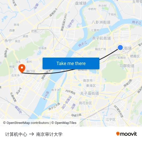 计算机中心 to 南京审计大学 map