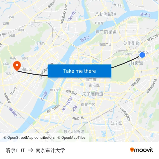 听泉山庄 to 南京审计大学 map
