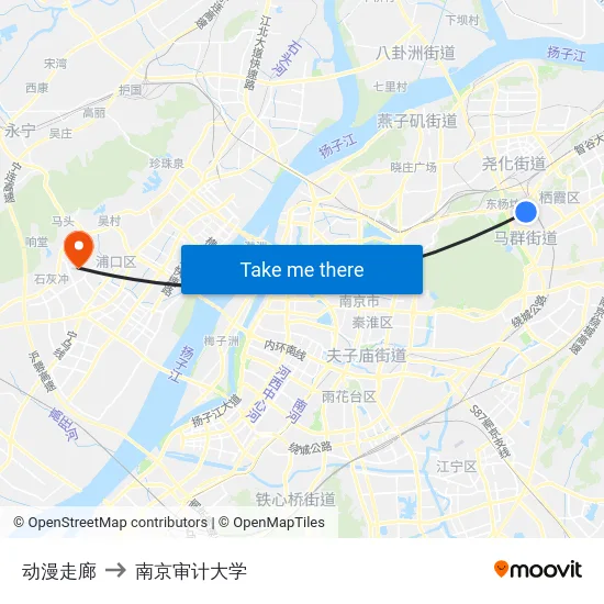 动漫走廊 to 南京审计大学 map