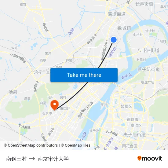 南钢三村 to 南京审计大学 map