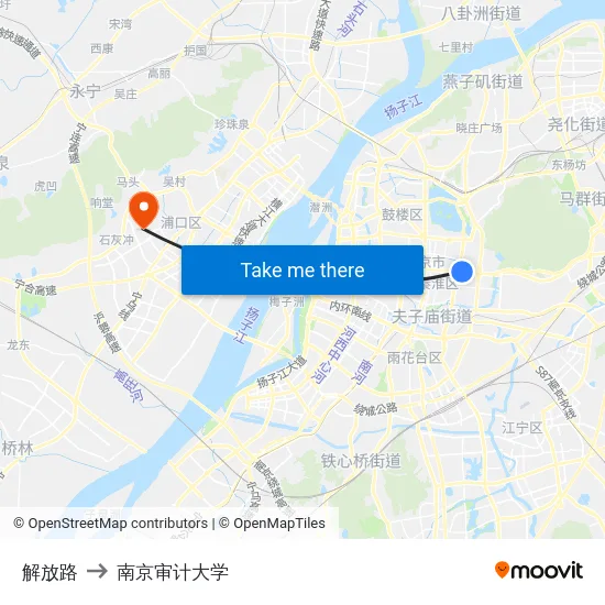 解放路 to 南京审计大学 map