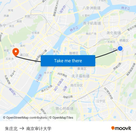 朱庄北 to 南京审计大学 map