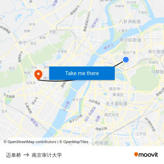 迈皋桥 to 南京审计大学 map