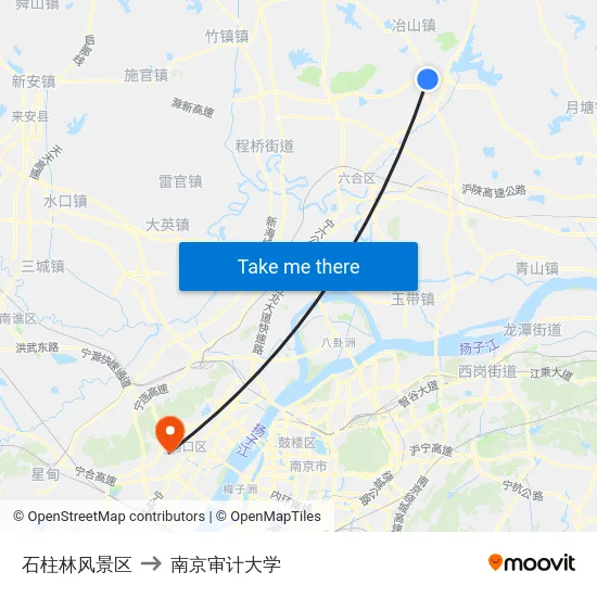 石柱林风景区 to 南京审计大学 map