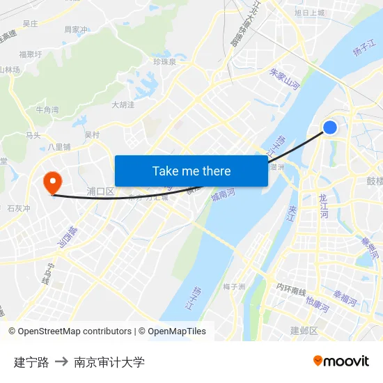 建宁路 to 南京审计大学 map