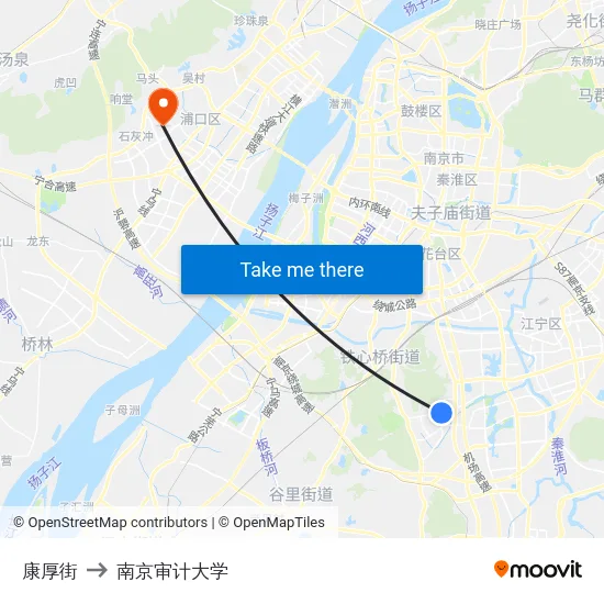 康厚街 to 南京审计大学 map