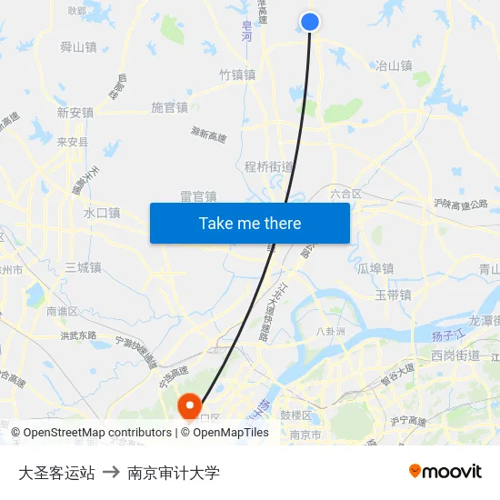 大圣客运站 to 南京审计大学 map