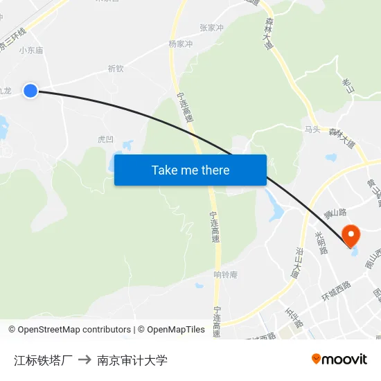 江标铁塔厂 to 南京审计大学 map