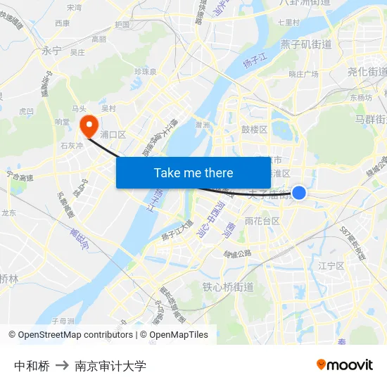 中和桥 to 南京审计大学 map