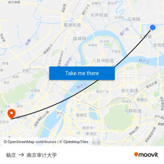 杨庄 to 南京审计大学 map