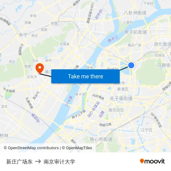 新庄广场东 to 南京审计大学 map