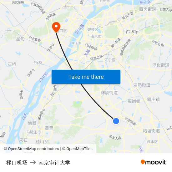 禄口机场 to 南京审计大学 map