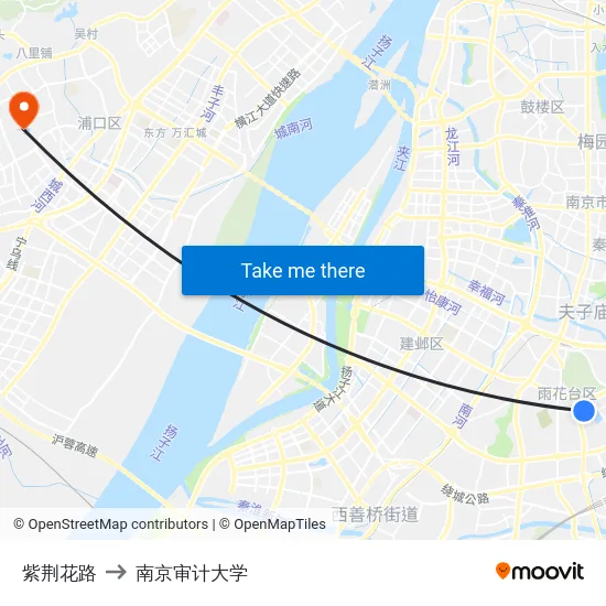 紫荆花路 to 南京审计大学 map