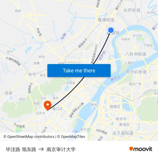 毕洼路·旭东路 to 南京审计大学 map