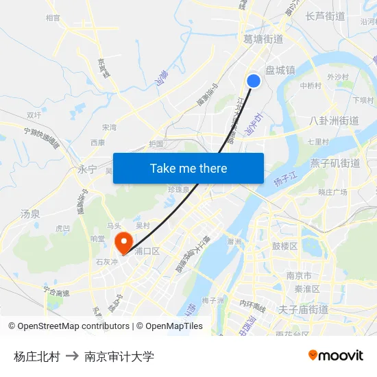 杨庄北村 to 南京审计大学 map