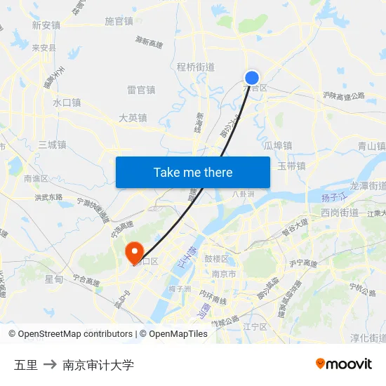 五里 to 南京审计大学 map