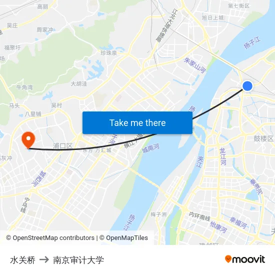 水关桥 to 南京审计大学 map