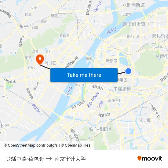 龙蟠中路·荷包套 to 南京审计大学 map