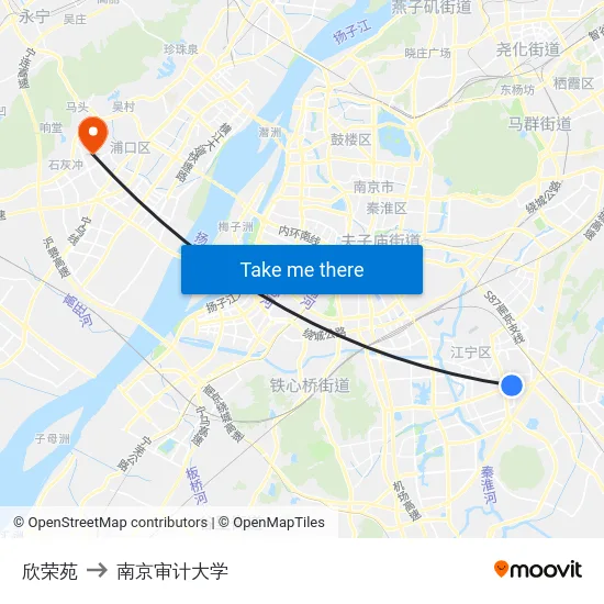 欣荣苑 to 南京审计大学 map