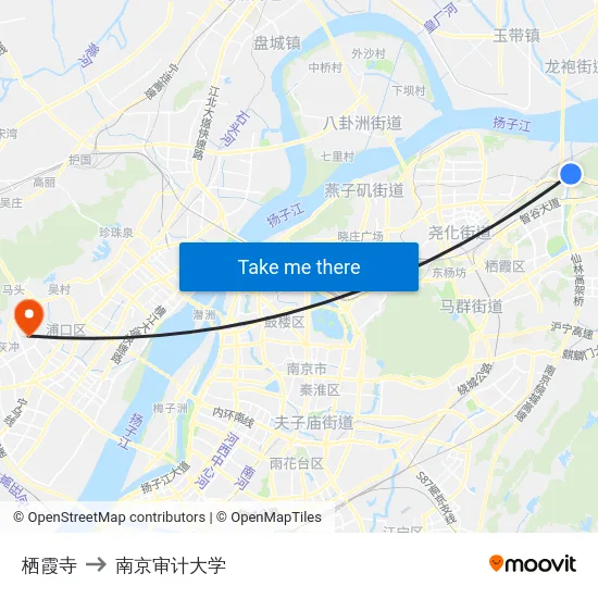 栖霞寺 to 南京审计大学 map