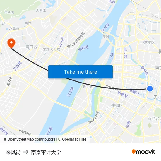 来凤街 to 南京审计大学 map