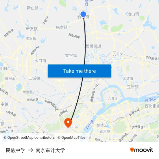 民族中学 to 南京审计大学 map