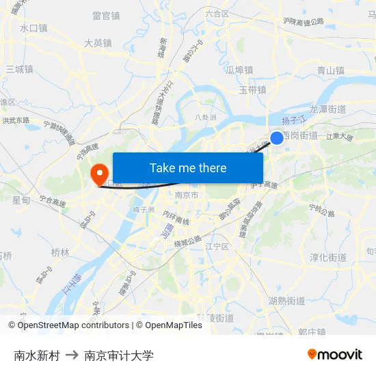 南水新村 to 南京审计大学 map