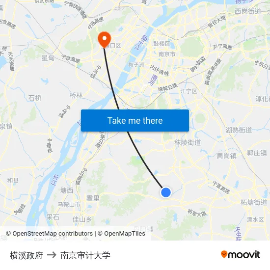 横溪政府 to 南京审计大学 map