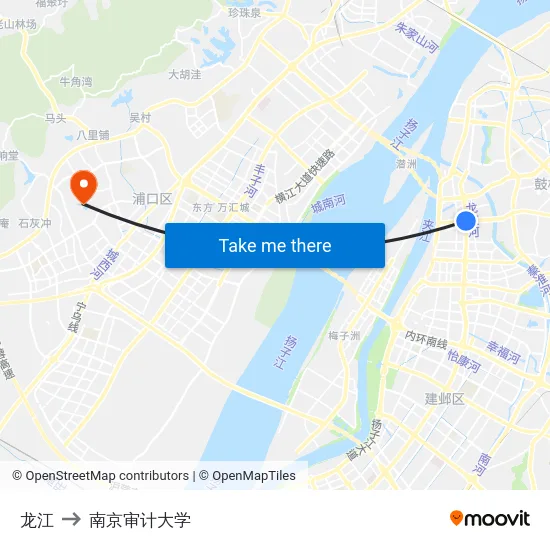 龙江 to 南京审计大学 map